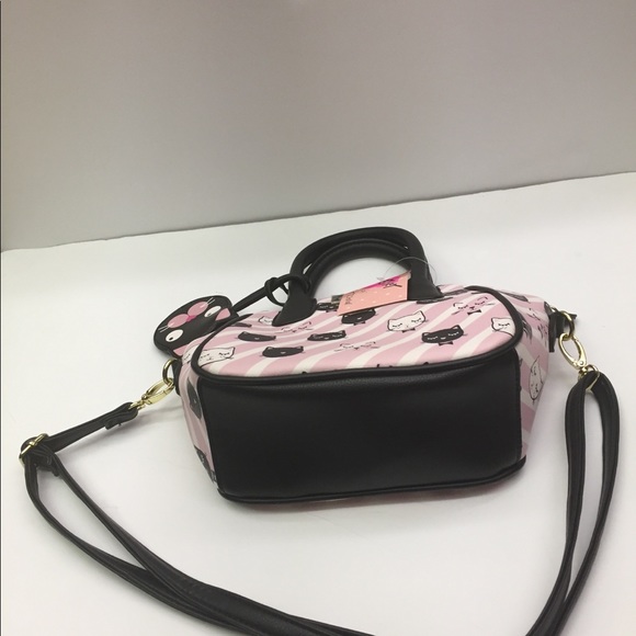Luv💋Betsey Johnson Blk Cat Blush Pink Crossbody - Picture 5 of 8